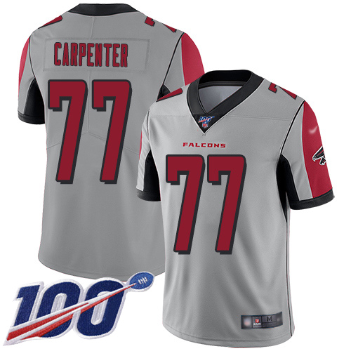 Atlanta Falcons Limited Silver Men James Carpenter Jersey NFL Football #77 100th Season Inverted Legend->atlanta falcons->NFL Jersey
